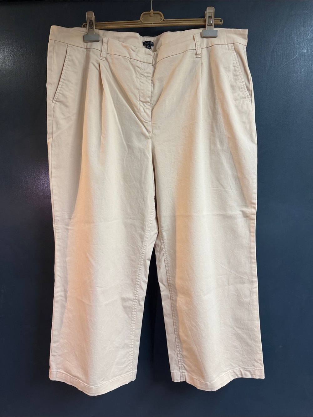 J. Crew Cream Wide-Leg Pleated Trousers